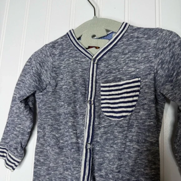 7 For All Mankind Baby Sleeper Jumpsuit with Embroidered Back Pockets 6/9 Month - Picture 2 of 7